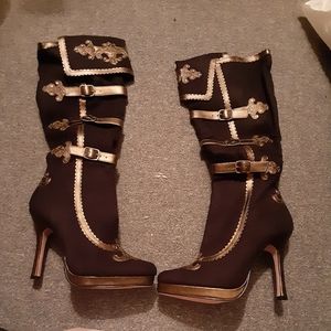 Black and Gold Women's Pirate Costume Boots